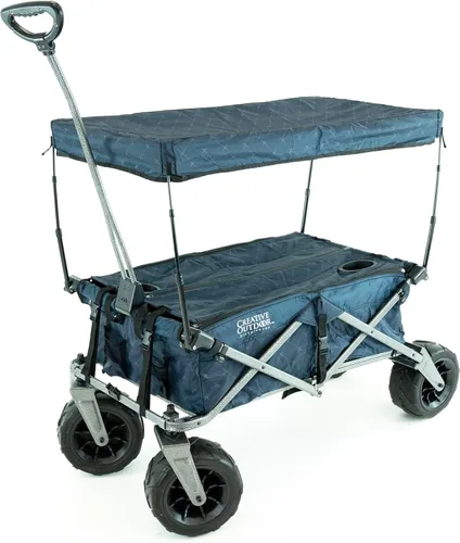Miniatura 11 de Cochecito creativo para exteriores, carrito de playa XXL Deluxe con toldo, carrito plegable plegable y portátil, soporta hasta 200 libras de Ejército