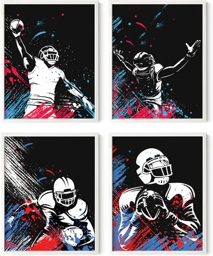 Miniatura 50 de Impresiones artísticas de fútbol americano para pared, juego de 5 (8x10) carteles de fútbol americano sin marco, decoración de sala de fútbol Niños