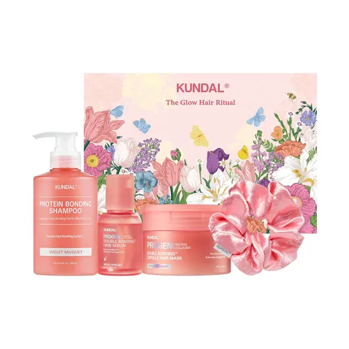 Miniatura 12 de KUNDAL Juego de champú y acondicionador Protein Bonding [Violet Muguet] - Cuidado del cabello coreano, reparación de daños, control