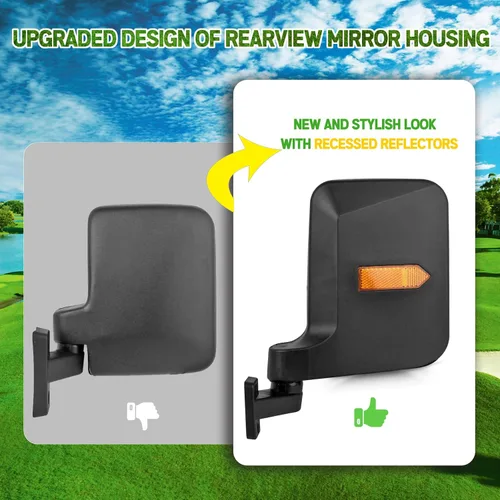 Miniatura 3 de UNIGT Espejos laterales para carrito de golf compatibles con Club Car EZ-GO Yamaha y otros, sin necesidad de perforación, montaje universal