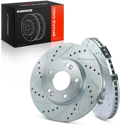 A-Premium 280mm (11.02 pulgadas) Rotores de freno de disco perforados y ranurados delanteros Compatibles con modelos seleccionados de Kia y Hyundai