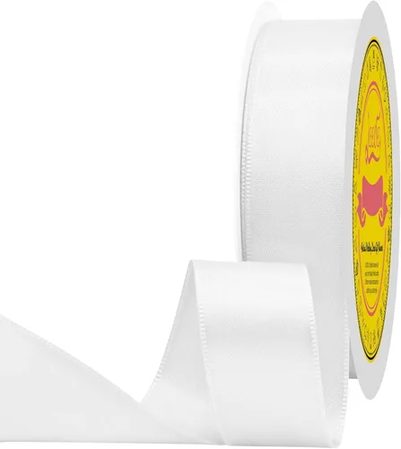 Miniatura 142 de Cinta de satén blanca antigua de doble cara de 1-1/2 pulgadas x 50 yardas, cinta de poliéster para envolver regalos, día de San Valentín, bodas