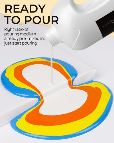 Miniatura 3 de Nicpro Juego de pintura acrílica para verter de 14 colores en gran cantidad (1000 ml, 33.8 oz) Kit de suministros de pintura acrílica premezclada