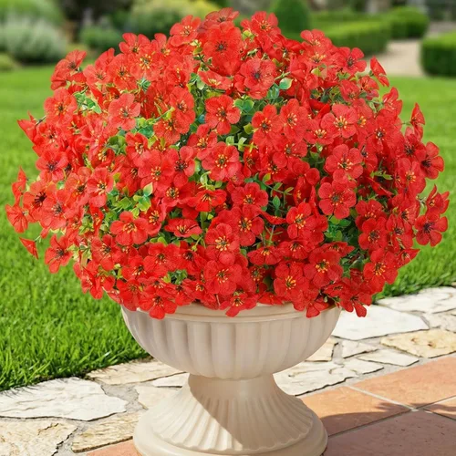 Miniatura 13 de Lifewit Flores artificiales para interiores y exteriores, 12 paquetes de flores falsas de plástico con hojas de eucalipto para decoración del jardín