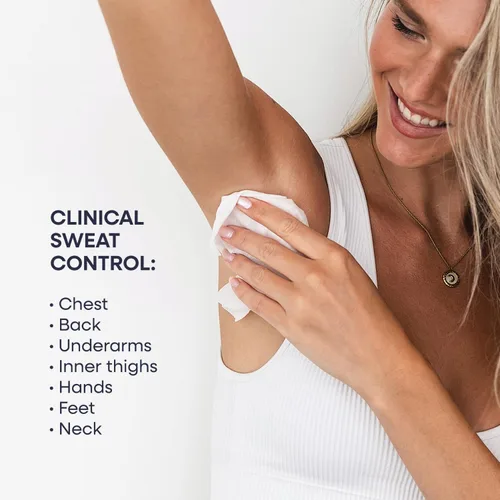 Miniatura 4 de Toallitas antiperspirantes para todo el cuerpo – Toallitas para el control de la sudoración para debajo de los senos, pecho, ingle, axilas, manos