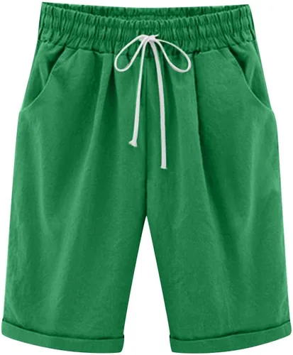 Miniatura 42 de Pantalones cortos sólidos con control de barriga, casuales, con cordón, cómodos, para mujer, pantalones cortos ligeros de verano para correr 2023