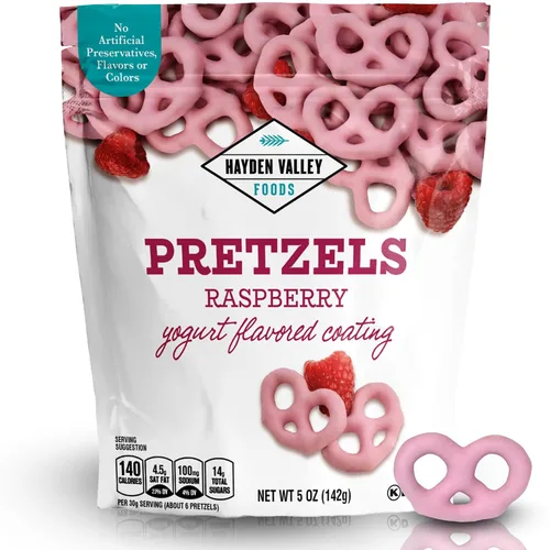 Miniatura 18 de Hayden Valley Foods Pretzels cubiertos con sabor a yogur de arándanos Bolsas de 5 onzas (paquete de 3) Sin sabores artificiales, conservantes