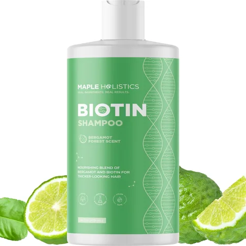 Miniatura 10 de Champú voluminizador de biotina para cabello fino - Champú para cabello fino con menta, argán y aceites esenciales para el cuidado del cabello