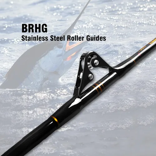 Miniatura 2 de Fiblink 1 pieza/2 piezas de agua salada en alta mar Pesado Trolling Rod Big Game Roller Rod convencional barco caña de pescar con guías de rodillos