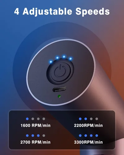 Miniatura 6 de cotsoco Pistola de masaje con terapia de calor y frío, masajeador eléctrico de mano de metal completo para tejido profundo para alivio del dolor