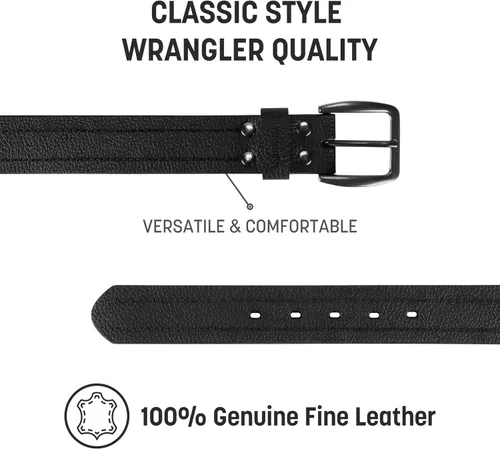 Miniatura 2 de Wrangler Mens Leather Belt Embossed Logo Casual Every Day Belt for Jeans