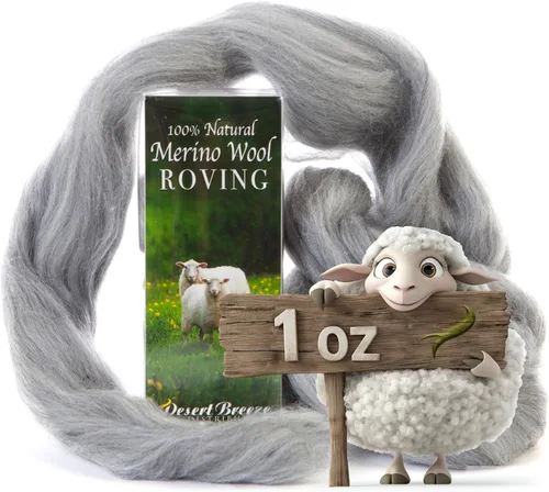 Miniatura 15 de Desert Breeze Distributing Lana Merino 100% Natural Roving - Lana Merino Peinada de Primera Calidad Roving - Tapicería, Hilado, Fieltrado Húmedo