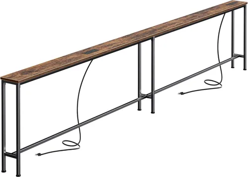 Miniatura 13 de SUPERJARE AST001Z - Mesa de sofá de 79 pulgadas con 2 tomas de corriente y puertos USB-C, mesa consola estrecha de 5.9 pulgadas con almacenamiento