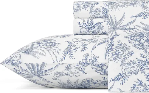 Miniatura 150 de Tommy Bahama - Juego de sábanas tamaño King, ropa de cama de percal 100% algodón con una sensación crujiente y fresca, sábanas con sábana bajera