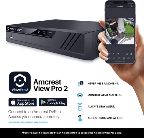 Miniatura 8 de Amcrest Cámara de seguridad analógica 4K para exteriores, torreta 8MP @15fps CCTV-Coax-BNC, visión nocturna de 65 pies, ángulo de 125°, micrófono