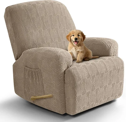 Miniatura 16 de VANSOFY Fundas para sillas reclinables, 4 piezas, elásticas, de tela jacquard, suave funda para silla reclinable, protector de muebles con parte