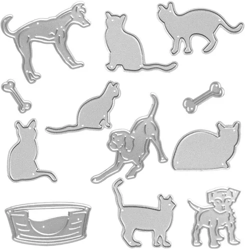 Miniatura 5 de Troqueles de gatos y perros para hacer tarjetas de álbumes de recortes, troqueles de corte de metal de animales para mascotas, troqueles de hueso