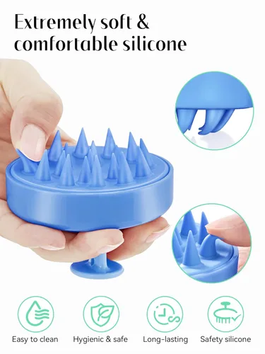 Miniatura 54 de HEETA Masajeador de cuero cabelludo para el crecimiento del cabello, cepillo de champú exfoliante de cuero cabelludo de silicona suave para Rojo