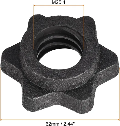 Miniatura 2 de uxcell Tuerca hexagonal para mancuernas, 4 tornillos de plástico M25 antideslizantes para levantamiento de pesas, color negro