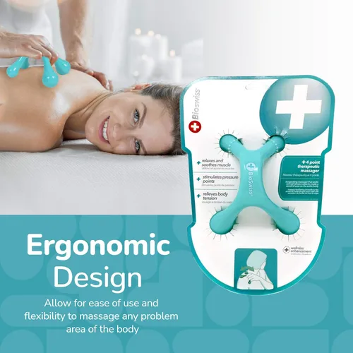 Miniatura 6 de BioSwiss Masajeador Manual de Cuerpo Completo Portátil, Herramienta de Masaje de 4 Patas de Punto de Presión para Espalda, Cuello y Hombro