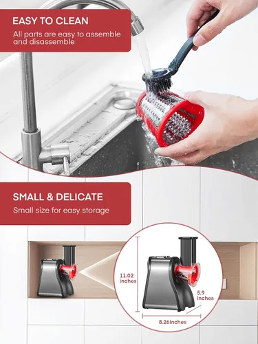 Miniatura 9 de Rallador eléctrico de queso, triturador de queso para uso en la cocina del hogar, con control de un solo toque, trituradora eléctrica ideal