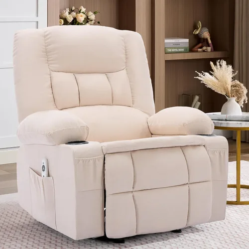 Rocker Recliner Chair with Massage and Heat, Nursery Rocking Chairs for Living Room, Recliner Chair for Adults, Ergonomic Comfy Relining Chair with