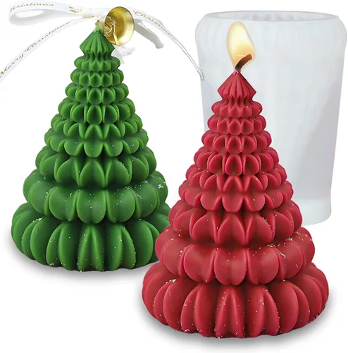 Moldes de silicona para velas de árbol 3D, moldes de silicona para árbol de Navidad de origami para fundición de resina epoxi, vela de arcilla,