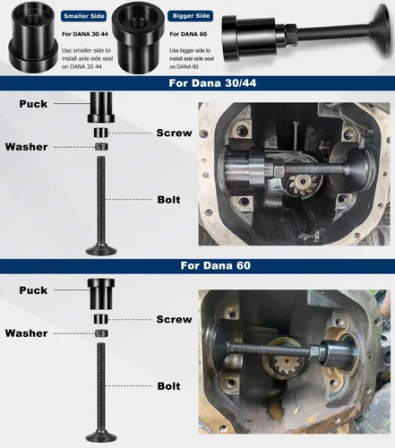 Miniatura 5 de Herramienta de instalación de sello lateral del eje interior para diferenciales delanteros y traseros Dana 30/44/60 compatible con Jeep, Ford