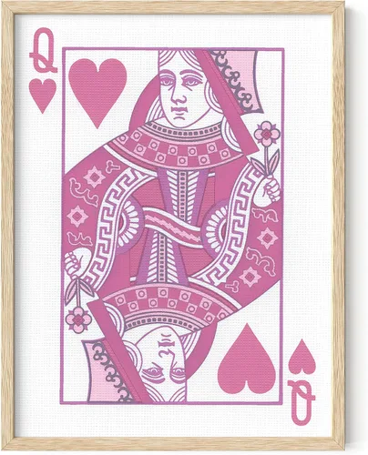 Haus & Hues - Póster artístico rosa de la reina de corazones para decoración de pared de dormitorio, arte moderno rosa, póster rosa para