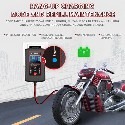 Miniatura 3 de zipelo Cargador de batería de automóvil, cargador de batería inteligente automático de 6 V 12 V, cargador de reparación de pulso inteligente