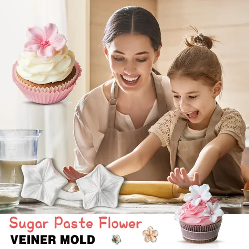 Miniatura 6 de KALAIEN Flor Cupcake Toppers Fondant Azúcar Artesanía Herramientas Gumpaste Chocolate Moldes