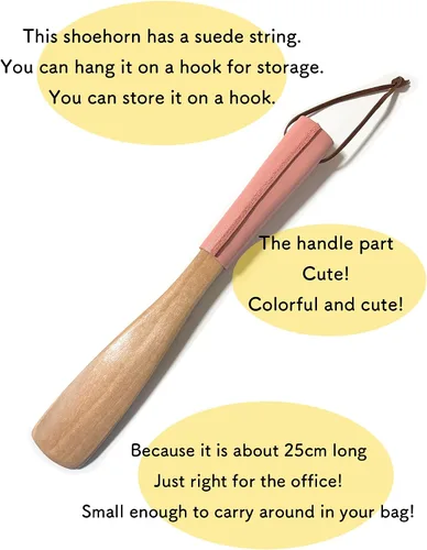 Miniatura 6 de Calzador de madera de 9.8 pulgadas, piel sintética sintética, calzador para personas mayores, hombres, mujeres, niños, mango cuerno de zapatos