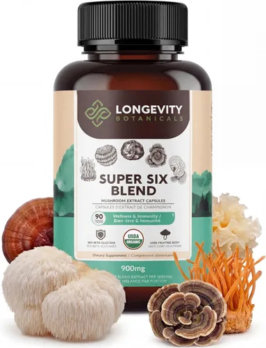 Miniatura 12 de Power 15 Cápsulas de mezcla de hongos Extracto de suplemento de 90 unidades Shiitake, melena de león, chaga, reishi, cordyceps, complejo