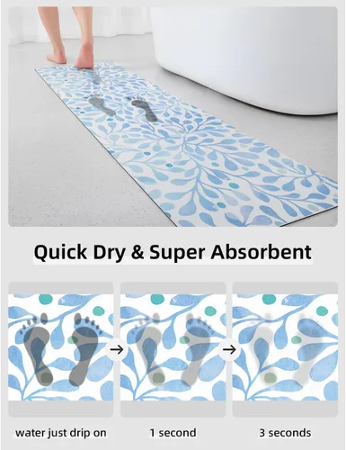 Miniatura 3 de YIHOUSE Tapete de baño fino súper absorbente, de secado rápido, delgado, para debajo de la puerta, tapete con parte trasera de goma antideslizante