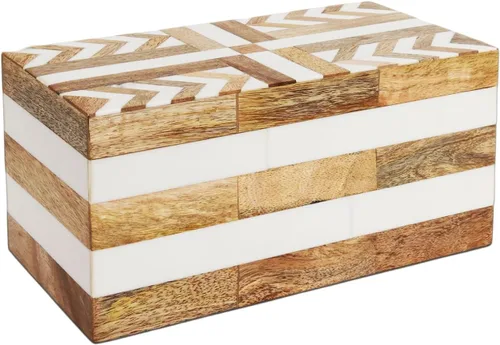 Miniatura 181 de Handicrafts Home Caja de recuerdo decorativa de 8 x 5 – Pequeña caja organizadora con tapa, almacenamiento decorativo Boho, caja de memoria retro