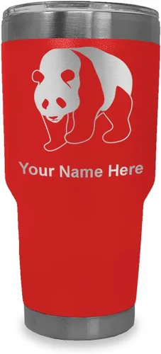 Miniatura 25 de LaserGram Vaso aislado al vacío de 20 onzas, oso panda, grabado personalizado incluido (negro)