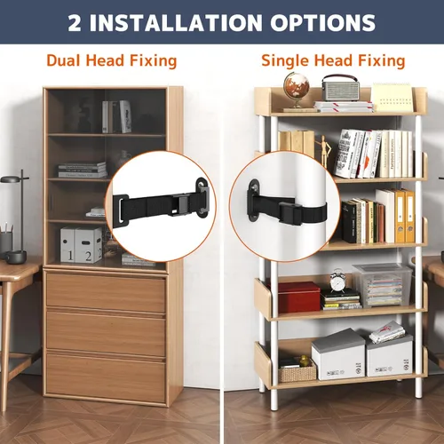 Miniatura 3 de Anclajes antipunta para muebles (2 juegos), anclaje de pared resistente para muebles, anclajes de pared a prueba de terremotos para seguridad