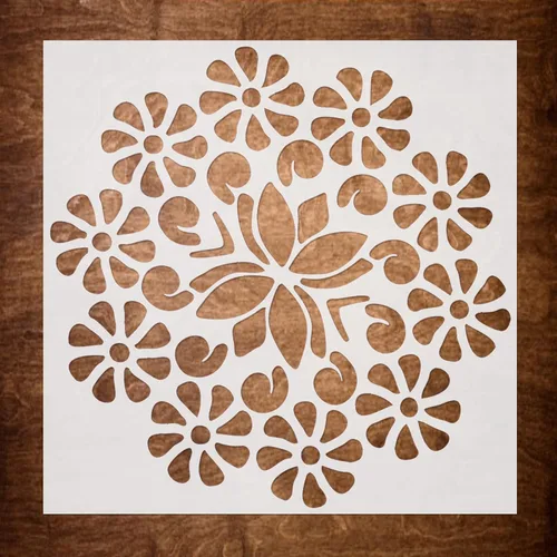Miniatura 6 de DLY LIFESTYLE 2 plantillas de mandala para pintar en madera, lienzo, papel, tela, paredes y muebles, plantilla de flores, 6 x 6 pulgadas, plantillas