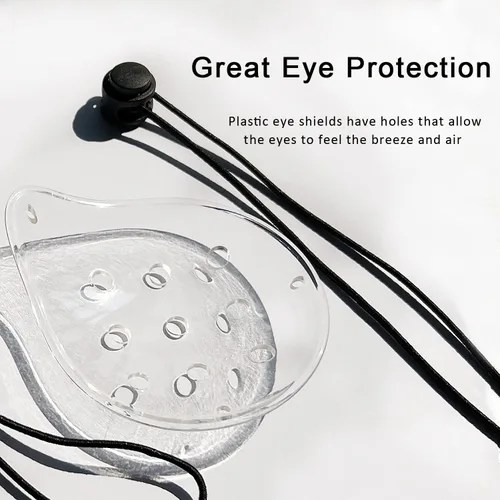 Miniatura 2 de Protector de ojos, 2 piezas de plástico para protección ocular, cirugía ocular, transpirable, con 2 cuerdas elásticas, transparente