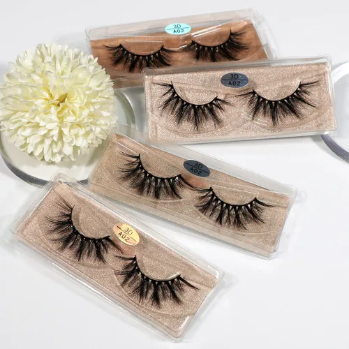 Miniatura 5 de FARRED - Venta al por mayor de pestañas postizas de visón sintético 30 pares, 3D A02 de longitud media, veganas, con volumen esponjoso, tiras