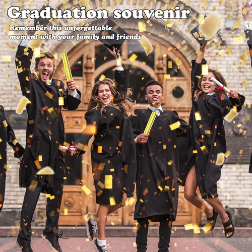 Miniatura 6 de Paquete de 5 cañones de confeti dorados de 12 pulgadas, cañones de confeti para fiestas de graduación, bodas, fiestas de cumpleaños y celebración