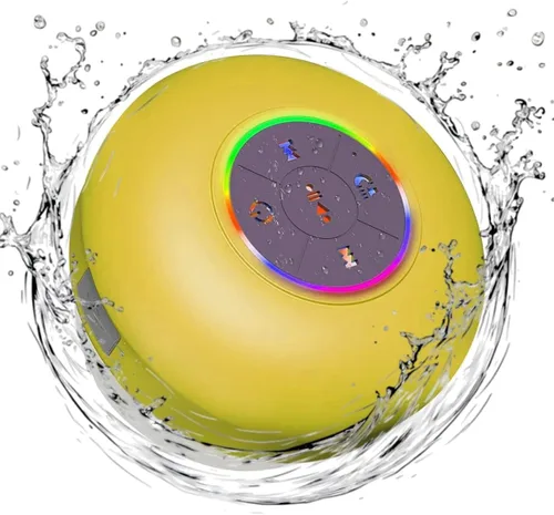 Miniatura 10 de Altavoz de ducha Bluetooth con LED – Altavoz mini inalámbrico portátil con micrófono y ventosa, resistente al agua IPX4 para ducha, viaje, piscina
