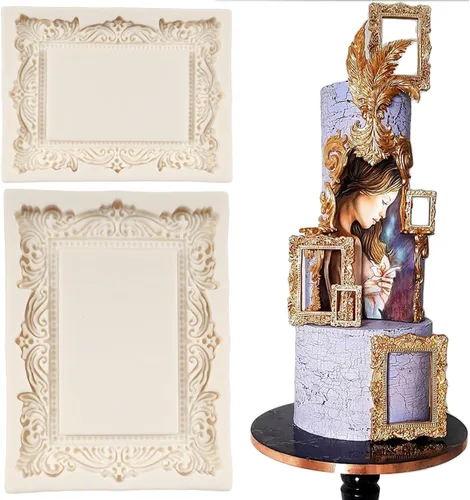 Marco de fotos barroco, moldes para fondant, marcos de fotos, molde de silicona, marcos de espejo vintage, para decoración de pasteles, decoración