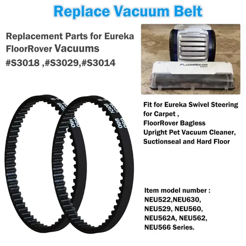 Miniatura 2 de Correas de vacío de repuesto para aspiradora vertical sin bolsa Eureka FloorRover, piezas de repuesto S3029 S3018 S3014, para modelos NEU522