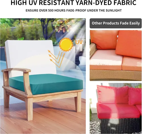 Miniatura 4 de Easy-Going - Paquete de 4 fundas de cojín impermeables para patio, 24x24x4 pulgadas, fundas de repuesto antideslizantes para asientos al aire libre