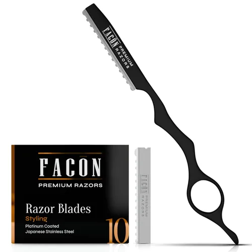 Miniatura 13 de Facón - Navajas para cortar el cabello - Juego profesional de navajas para peinado con 11 cuchillas de repuesto, herramienta de corte de cabello