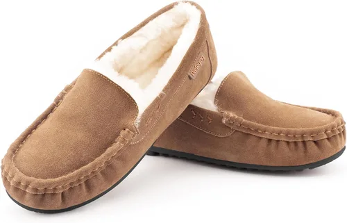 Miniatura 5 de Parfeying Mocasines de piel de oveja para mujer, mocasines estilo de conducción de espuma viscoelástica de gamuza de vaca