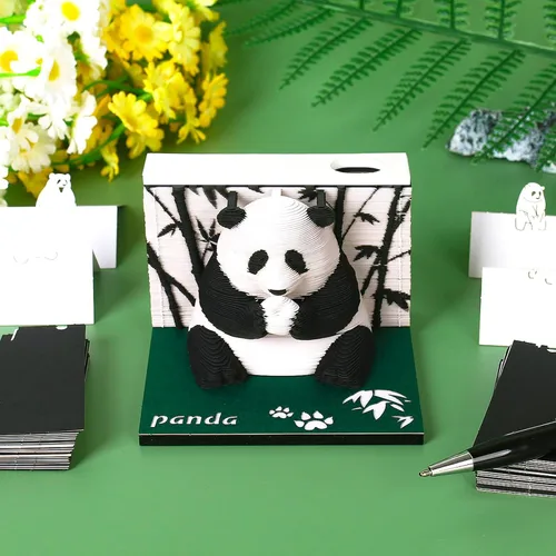 Miniatura 2 de Bloc de notas 3D, 217 hojas de papel creativo tallado panda arte 3D Notas adhesivas DIY Notes, decoración de escritorio, regalo