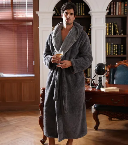 Miniatura 7 de DAVID ARCHY - Bata larga de vellón suave para hombre