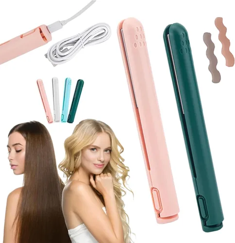 Miniatura 14 de RJDJ Mini rizador de doble propósito, alisador y rizador de pelo 2 en 1, calentador de cerámica, portátil, recargable por USB, adecuado para cabello